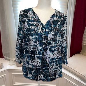 Apt 9 blouse dress work shirt top silky sz small V neck casual business blouse